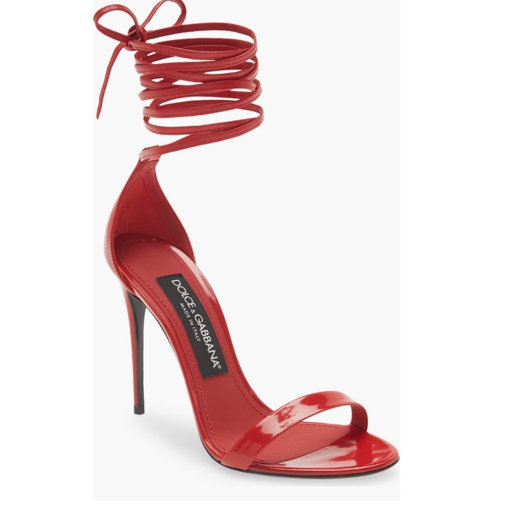 Dolce And Gabbana Keira Lace-Up Sandal 6.5US/ 36.5 EU in red BNIB (no dust bag)